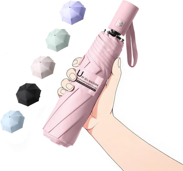 Detalle de BAODINI Small UV Protection Travel Umbrella – compact 42 inch auto open/close, windproof UPF 50+