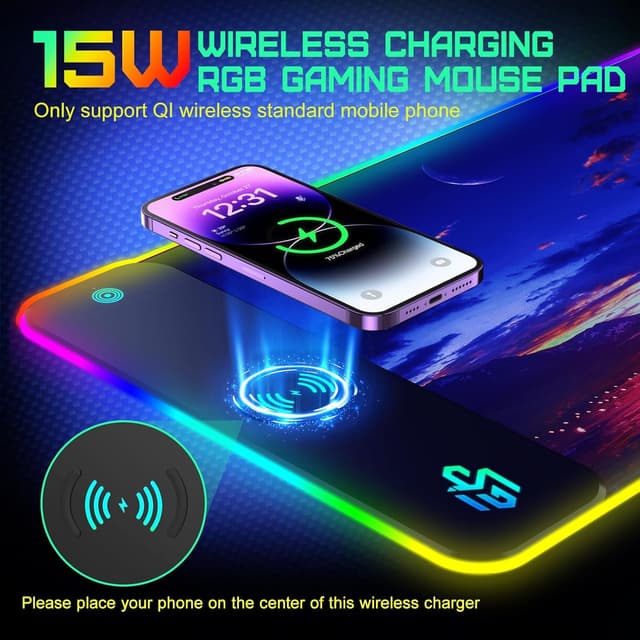 Thumbnail 2 de GIM Wireless Charging RGB Mouse Pad