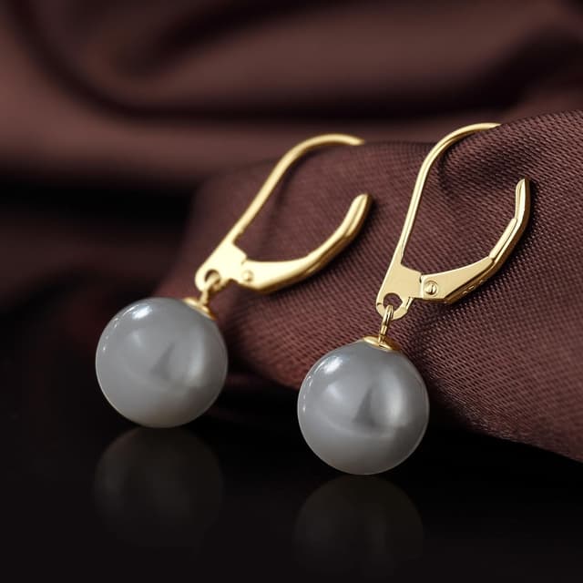 Detalle de jiamiaoi Perlenohrringe aus 925 Sterling Silber mit hängenden Perlen (8–10 mm)