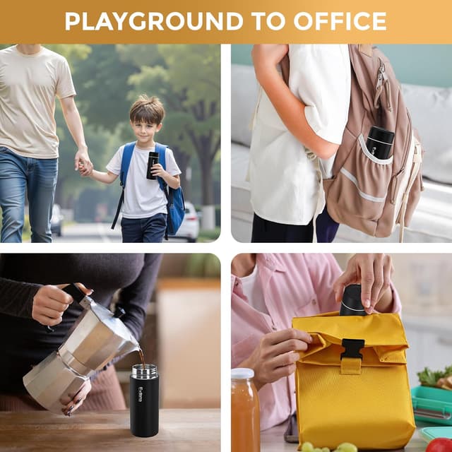 Thumbnail 6 de Exllena Upgraded Small Water Bottle for Handbag (250ml) – Mini Flask for Hot & Cold Drinks, Black