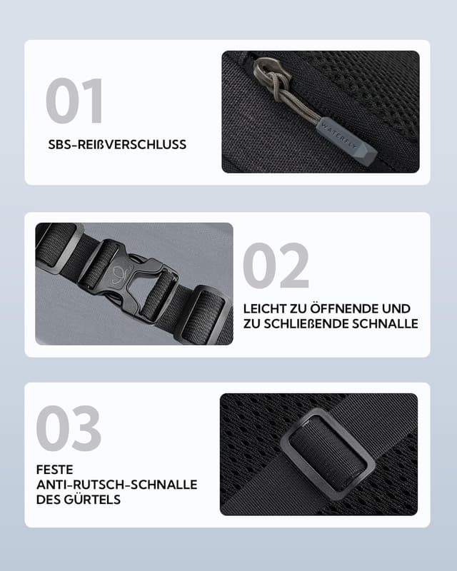 Detalle 2 de WATERFLY Bauchtasche Hüfttasche Sport 1er-Pack