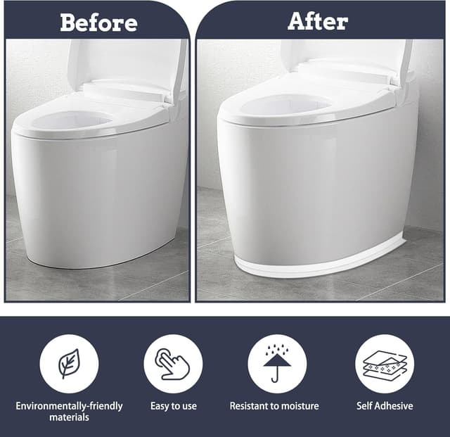 Detalle de Mokani Bath Sealant Strip (Self-Adhesive Caulk Tape) – White Waterproof PVC Tape, 2 Rolls with Sealing Tool (126 x 1.5in)