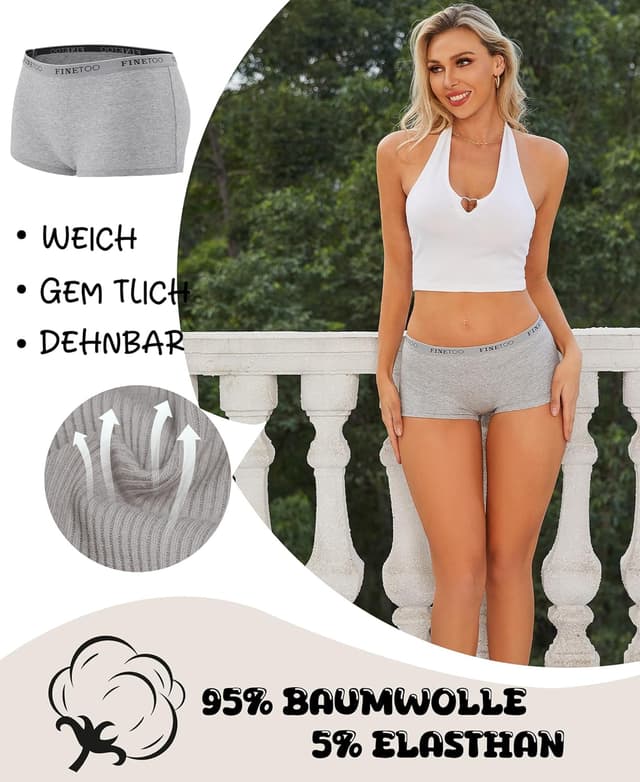 Detalle de FINETOO Boxershorts 5er Pack Unterhosen Baumwolle