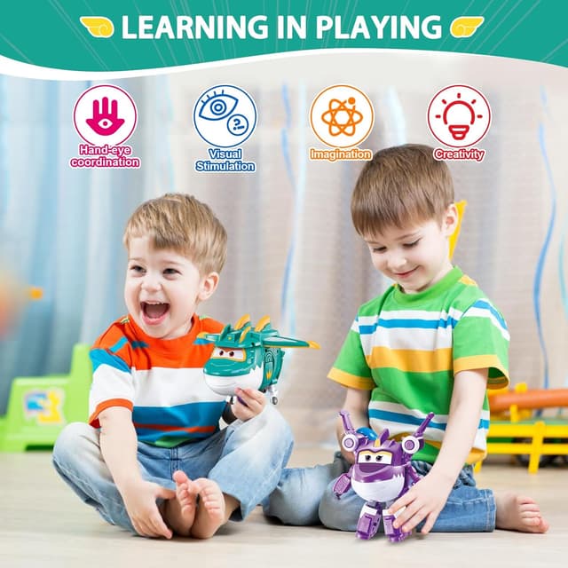 Thumbnail 6 de Super Wings Dinosaurier 2er-Set Tino & Sally (12,7 cm) – 2-in-1 Actionfigur zum Verwandeln ab 3 Jahren, grün & lila