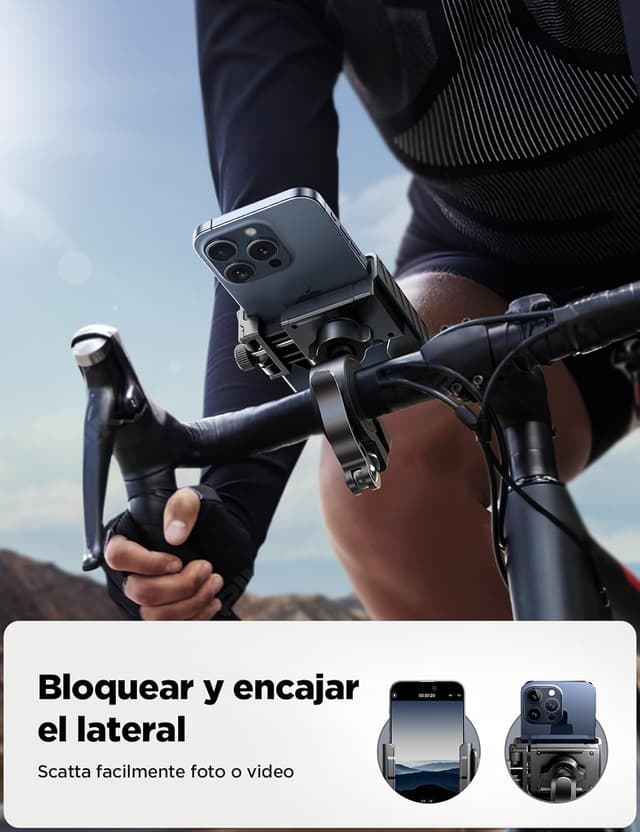 Detalle 2 de JOYROOM 2026 Porta Cellulare Moto con supporto antiscivolo e antiurto, morsetto universale per manubrio 15–40 mm (smartphone 4,7–7,0")