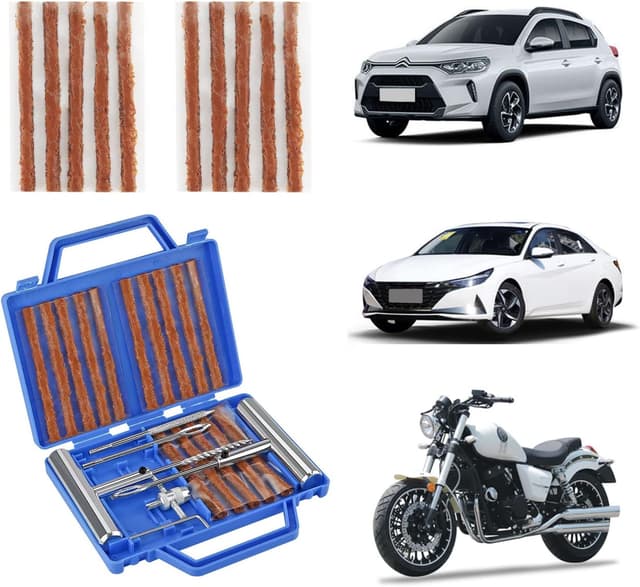 Detalle de VonLux 42-Piece Car Tyre Puncture Repair Kit (Tubeless Plug Tools & Valve Tools)