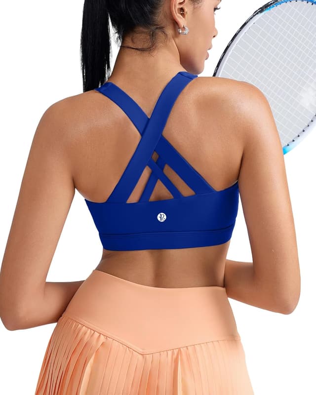 Detalle 2 de RUNNING GIRL Women’s Padded Strappy Sports Bra with Criss-Cross Back and Removable Cups