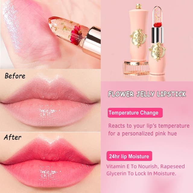 Thumbnail 6 de firstfly Pack of 6 Crystal Flower Jelly Lipstick (Pink) — pH-Adjustive Temperature Color-Change Balm & Gloss
