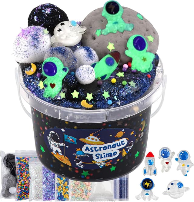 Detalle de Okaybee Astronaut Galaxy Slime Kit for Kids (Big Slime Bucket + Glow-in-the-Dark Accessories)