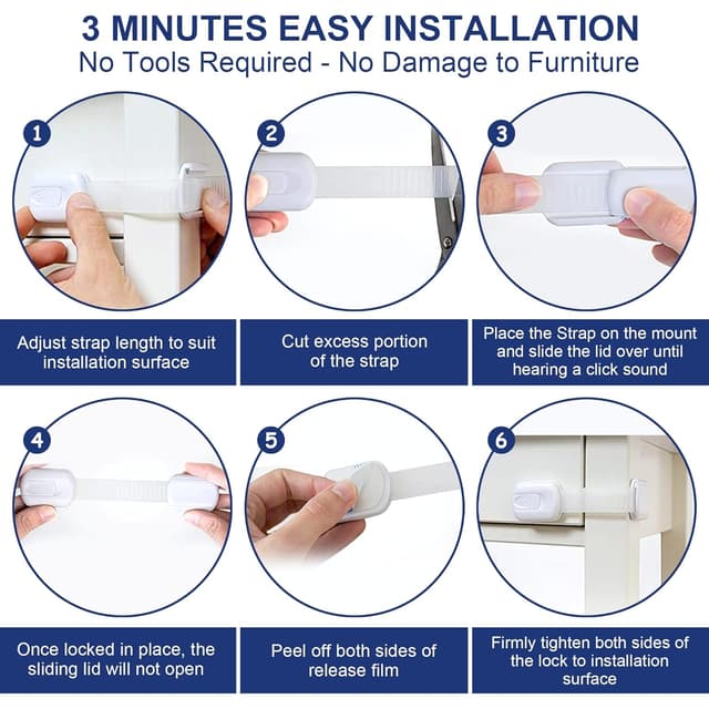 Detalle 2 de Septeamay Kindersicherung 10er-Set für Schränke