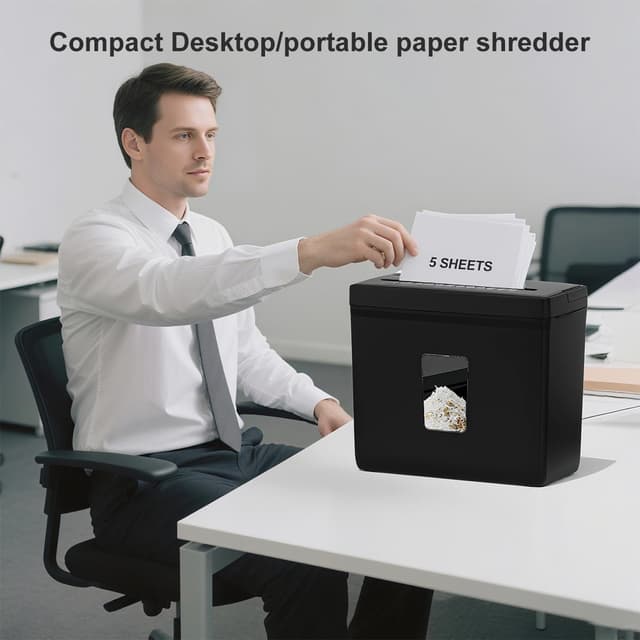Detalle 2 de Woolsche P-4 5-Sheet Desktop Paper Shredder ๐