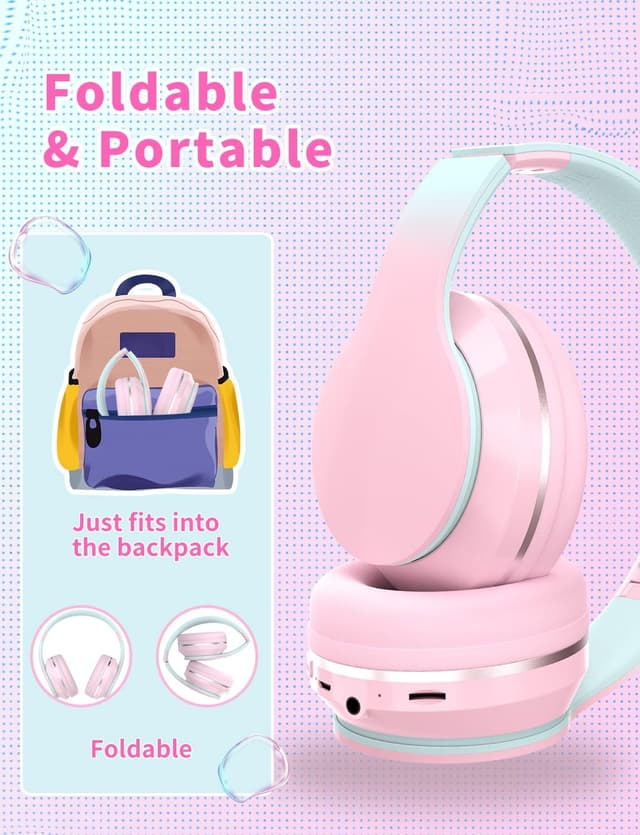 Thumbnail 6 de Bluetooth Kids Headphones 10H wireless pink