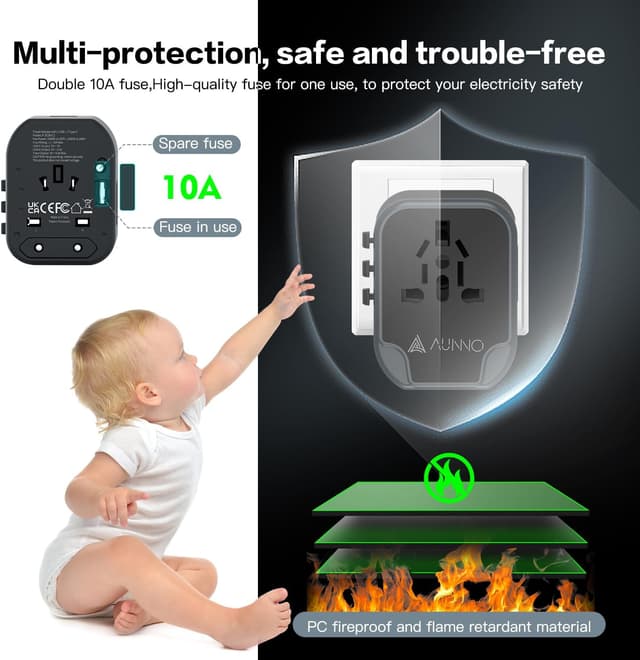 Thumbnail 6 de AUNNO Universal Travel Adapter with 2 USB-C and 2 USB ports ๐