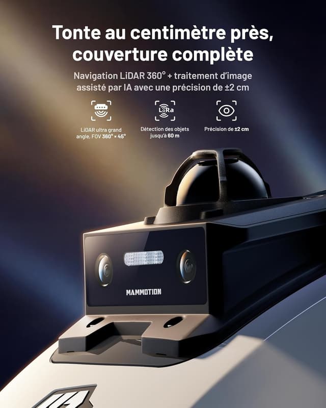 Detalle 2 de Mammotion YUKA Mini 2 1000 : robot tondeuse sans fil à LiDAR 360° et IA, jusqu’à 1000 m²