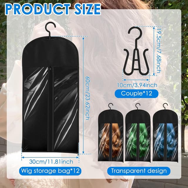 Thumbnail 1 de KTCINA 12-piece Hair Extensions Storage Bag Set (60cm) with Hanger