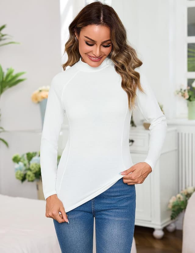 Detalle 2 de Haut thermique femme à col rond montant Terecey, manches longues en coton épais