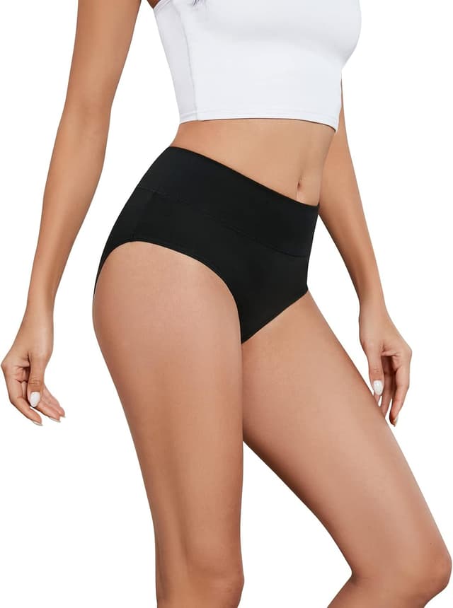 Detalle de Anqier Damen-Shorts im 5er-Pack mit hoher Taille – Stretch-Baumwolle, atmungsaktiv