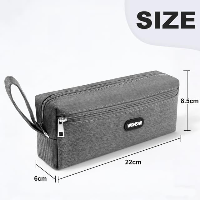 Detalle de wonsar Federmäppchen Mäppchen Federtasche (Grau) – schlankes Stifteetui für Schule, Büro und Reise