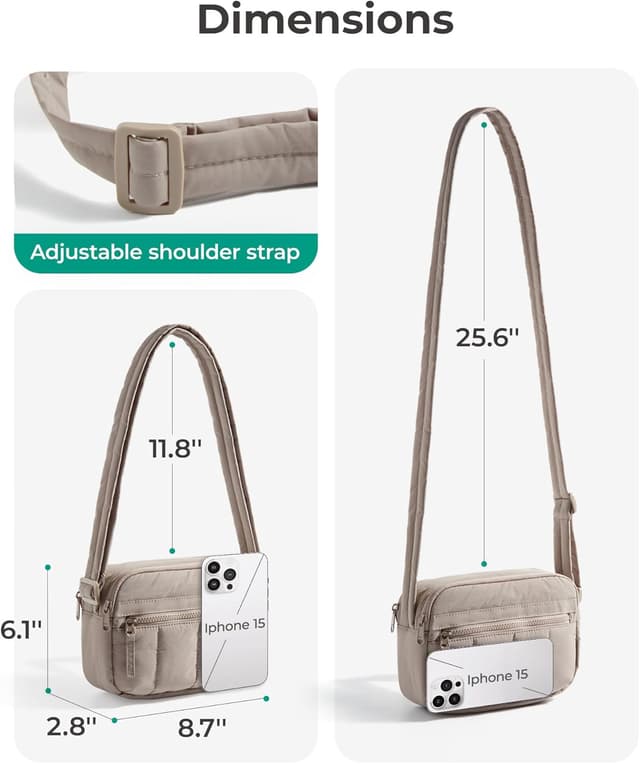 Detalle de bagsmart Women’s Crossbody Bag – puffy quilted travel crossbody with RFID card slots