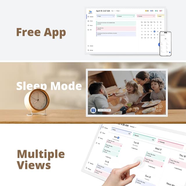 Thumbnail 6 de Dragon Touch calendrier numérique 24 pouces avec écran tactile, mémoire 32 Go et support mural pivotant (blanc)