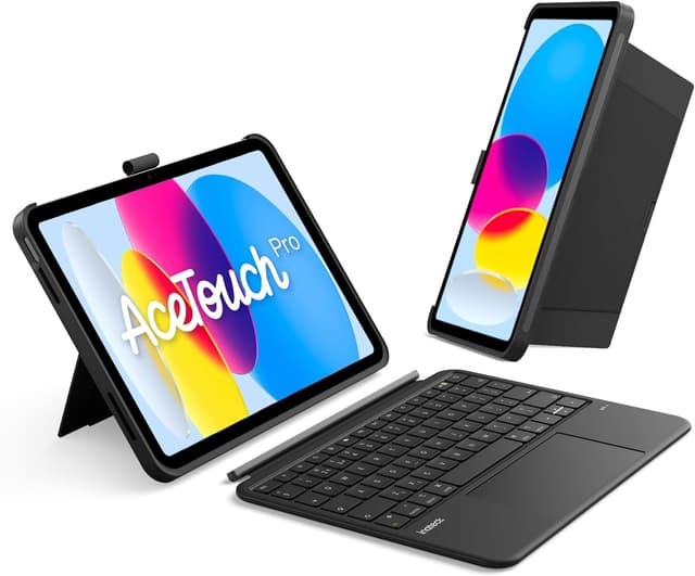 Detalle de Inateck AceTouch Case with Keyboard for iPad A16 11th Gen (2025) / iPad 10th Gen (2022) QWERTY