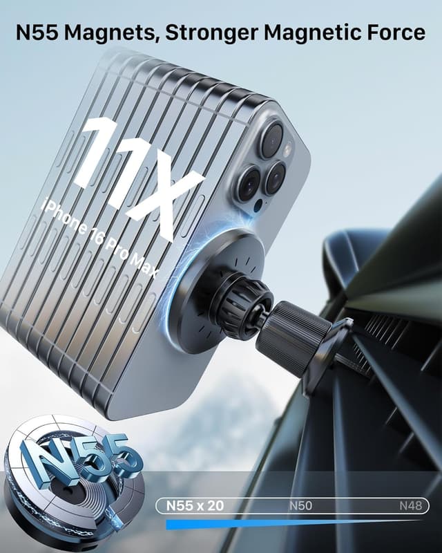 Detalle 2 de YOSH MagSafe Car Charger Mount for iPhone on Air Vent with 36W Adapter and Wireless Magnetic Fast Charging