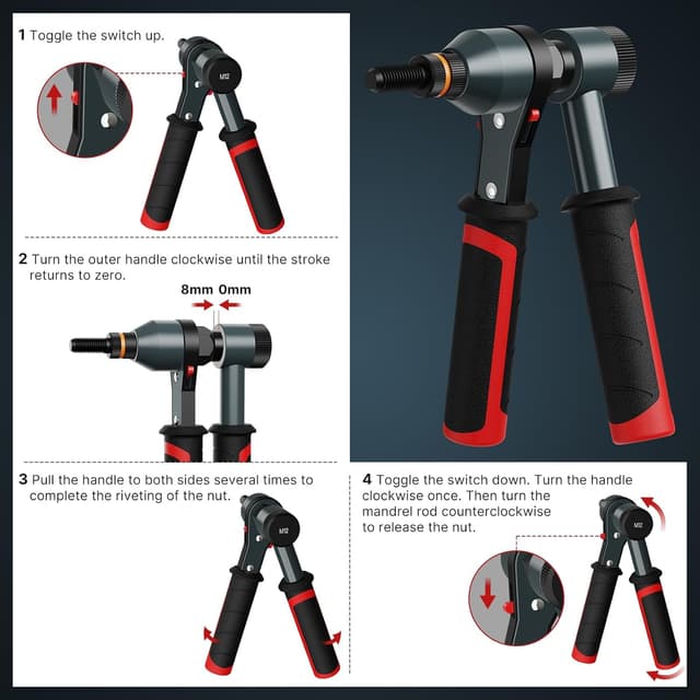 Thumbnail 5 de TOLRET TR21 Ratchet Rivet Nut Tool Kit 100pcs 🛠