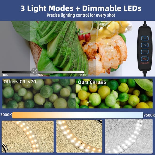 Detalle de Light Box Photography 12x12x12" LED photo booth with 120 LEDs, 6 PVC backdrops and adjustable lighting