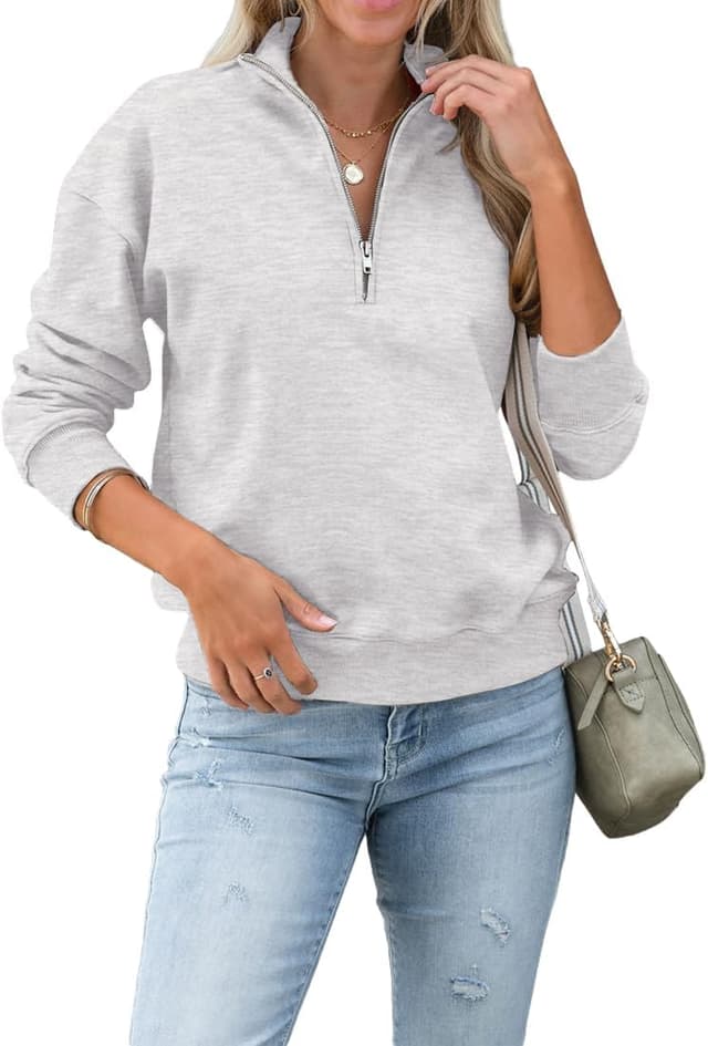Detalle de Dressmine Women’s Quarter Zip Pullover (1/4 Zip) Fleece-Lined Casual Long Sleeve