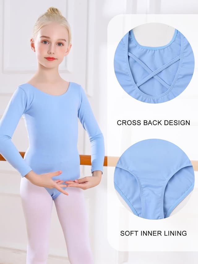Detalle de Bezioner Ballet Leotard for Girls – Long Sleeve Gymnastics & Dance Outfit (88% nylon, 12% spandex)