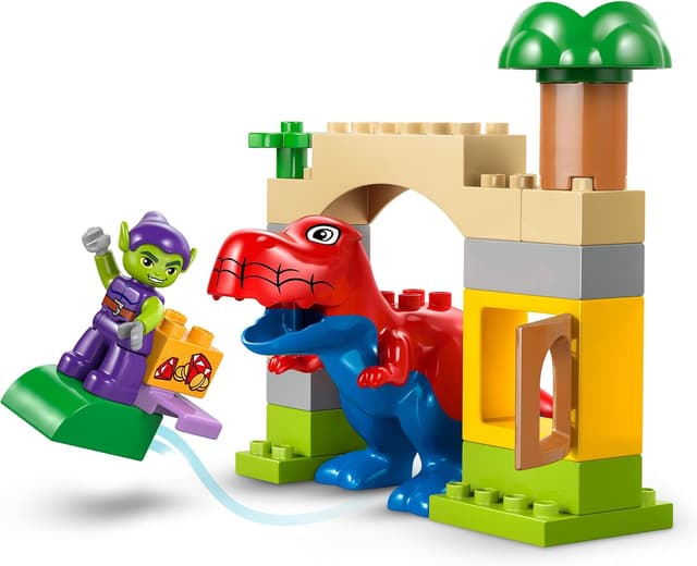 Detalle 2 de LEGO DUPLO 10463 Spidey-Rex vs. Green Goblin – 2 Figuren inkl. Spidey-T-Rex für Kinder ab 2 Jahren