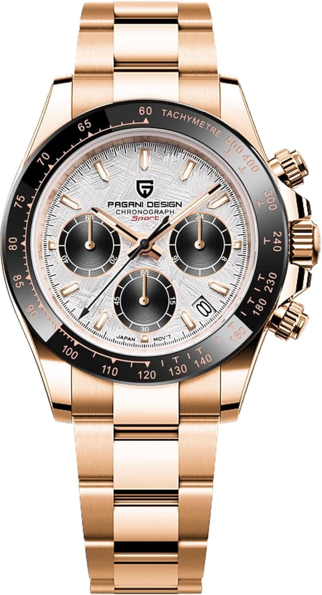 Detalle 2 de Pagani Design PD-1644: cronografo da uomo con vetro zaffiro, acciaio inox e movimento giapponese