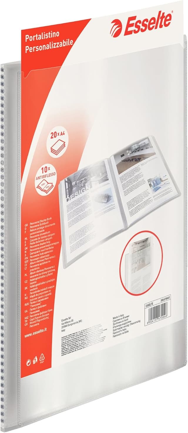 Detalle de ESSELTE Portalistino PPL con copertina personalizzabile, 10 buste trasparenti (A4) 395470040