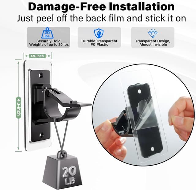 Detalle 1 de Anteabee adhesive curtain rod holder set