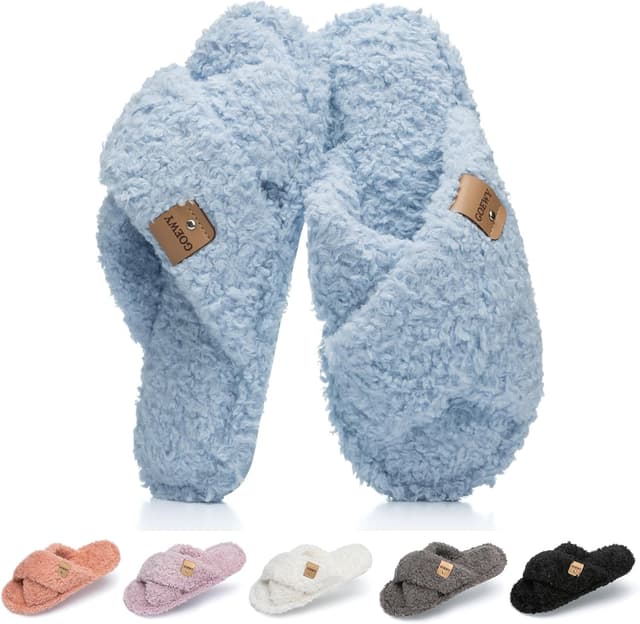 Thumbnail 6 de GOEWY Fuzzy Open Toe Memory Foam Slippers for Women