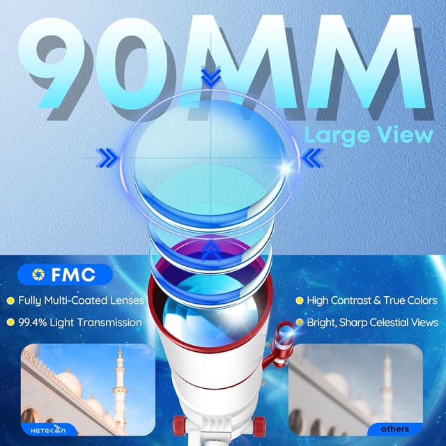 Detalle 2 de HETEKAN Teleskop 90mm Öffnung 550mm Brennweite