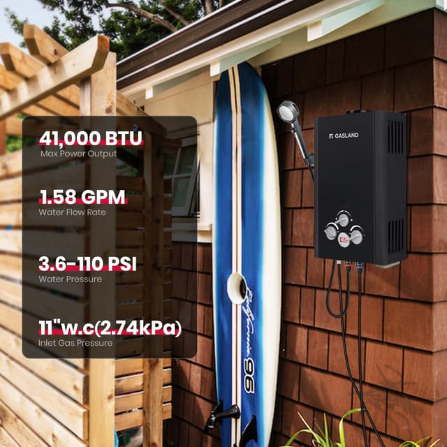 Thumbnail 1 de GASLAND BE158B Portable Propane Tankless Water Heater 41000 BTU