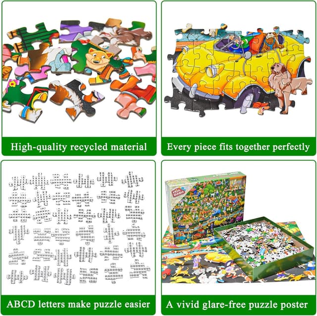 Detalle de HUADADA The Dog Party 1000‑Piece Jigsaw Puzzle for Adults (Fun Dogs Park design)