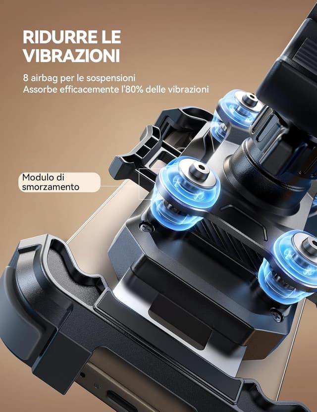 Detalle 2 de JOYROOM Porta Cellulare Moto con doppia antivibrazione, apertura a clic e rotazione 360° per bici/moto