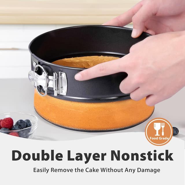 Detalle de 9-Inch Nonstick Springform Cheesecake Pan Set with Silicone Protector and 50 Parchment Liners