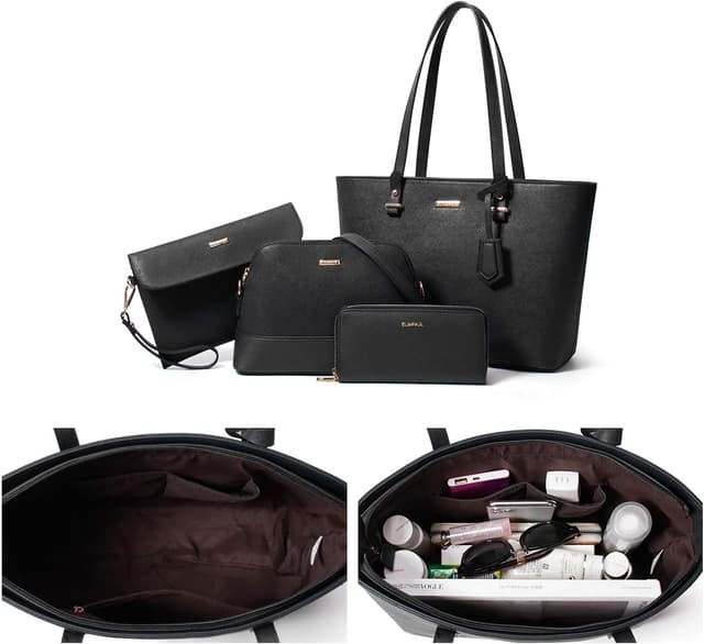 Detalle de YTL Damen Tote-/Shopper-Set (4-teilig) mit Geldbörse & Kartenhalter – groß für Büro, Schule, Einkauf & Reise