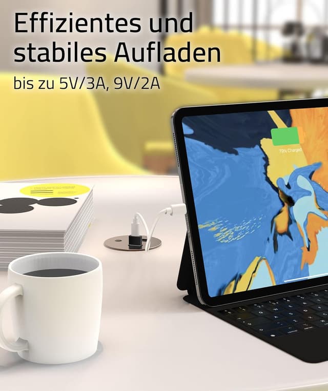 Detalle de Syntech USB‑C auf USB Adapter (3er‑Pack) aus Aluminium, schwarz – für USB‑A Anschlüsse