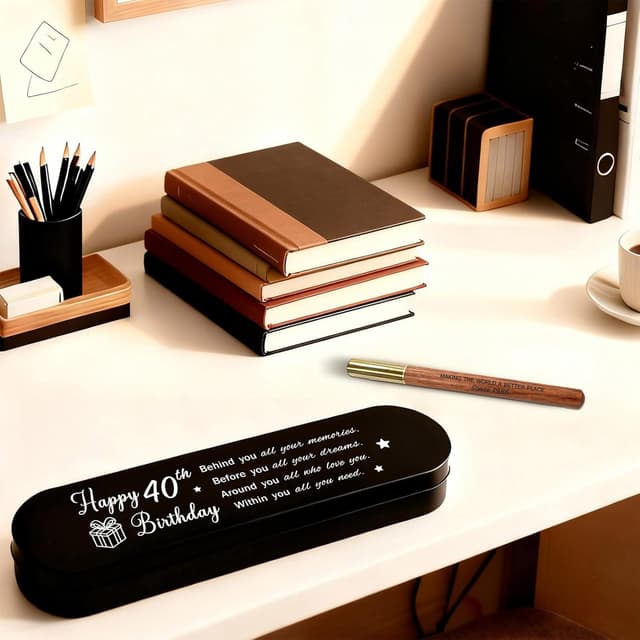 Detalle de iyaone Meaningful 40th Birthday Gift for 1986 – Engraved Wooden Gel Pen Keepsake Set