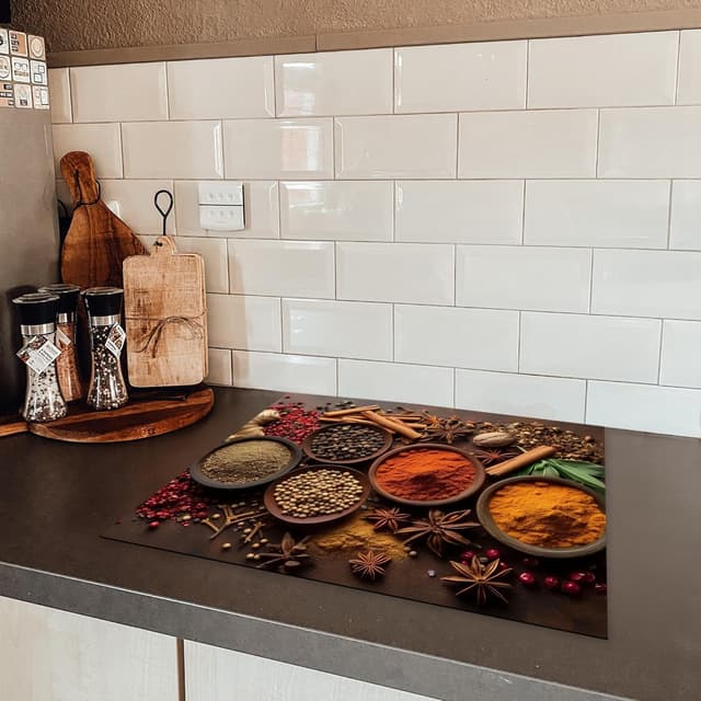 Detalle 1 de KitchenYeah Herdabdeckplatte 59 x 52 cm (einteilig) für Ceranfeld – Foto-Druck, als Schutz & Abdeckung