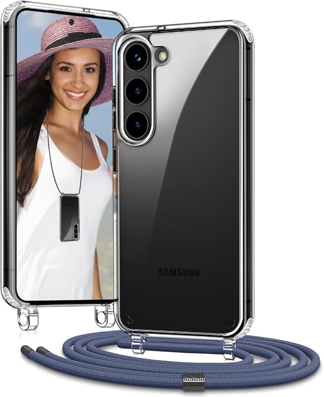 Detalle de Vaykwo Handykette für Samsung Galaxy S25 Plus / S25+ / S24+ (6,7") – transparente Necklace-Hülle mit Kameraschutz und Bildschirmschutz, blau
