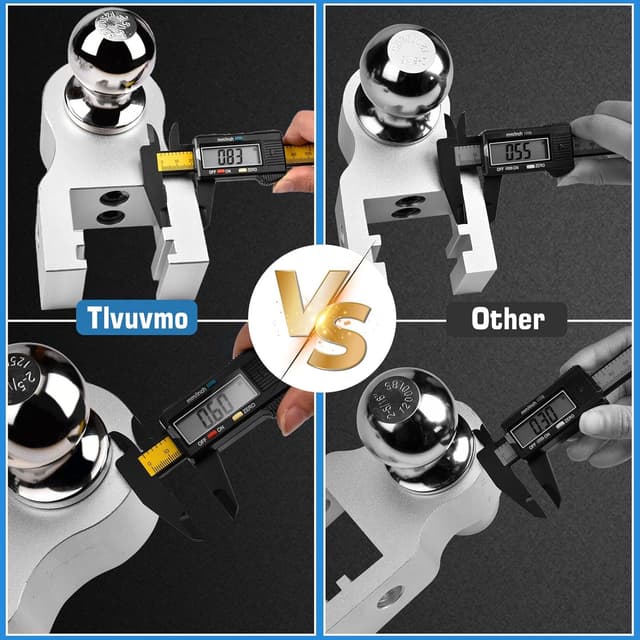 Detalle de Tlvuvmo Drop Hitch Adjustable Trailer Hitch for 2-Inch Receivers (8-Inch Drop/Rise, Dual Ball, Anti-Theft Pins)