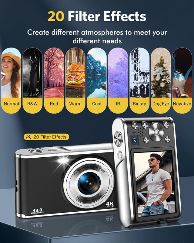Thumbnail 5 de Appareil photo numérique 48 MP 4K pro débutant