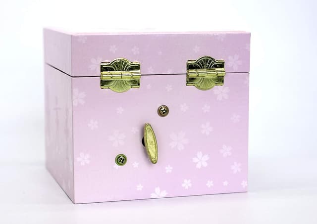 Detalle de Trousselier Cube Music Box Ballerina Slippers Pink – statuetta con carillon e rotazione su melodia