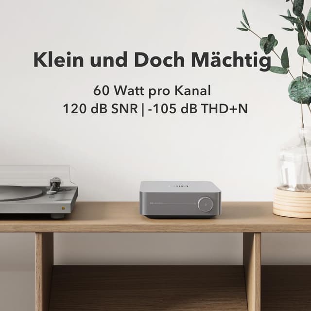Detalle de WiiM Amp Pro Multiroom-Streaming-Verstärker mit HDMI ARC, Alexa & Google Cast – Dark Gray
