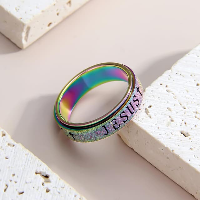 Thumbnail 6 de OreilleStar Cross Spinner Anxiety Ring for Women (Stainless Steel Fidget Ring), US Sizes 5–10